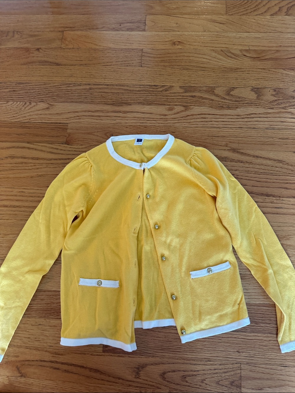Janie and Jack Yellow Cardigan with White Trim